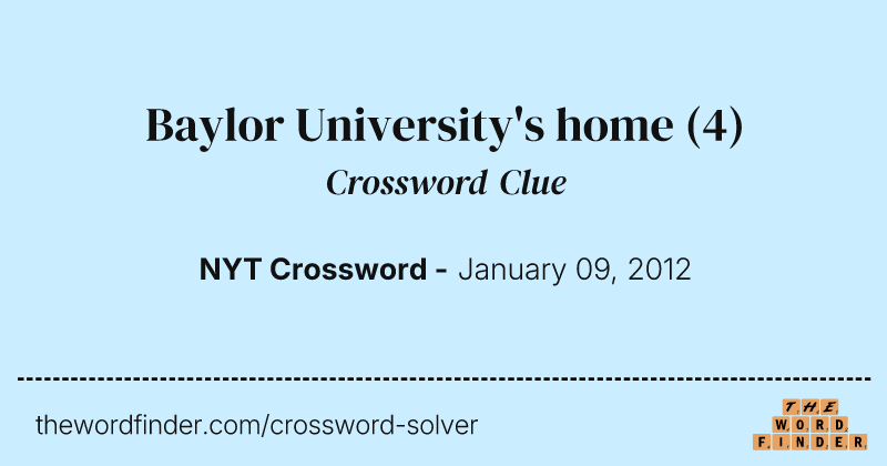 Baylor University's home crossword clue image