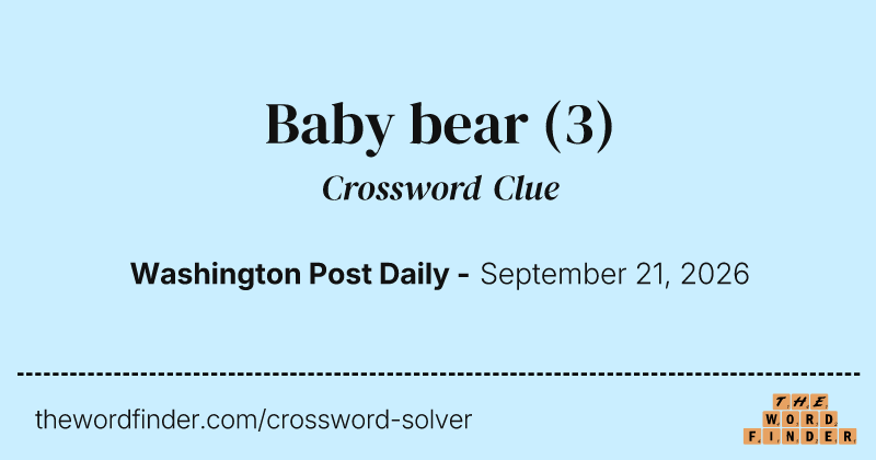 Baby bear crossword clue image