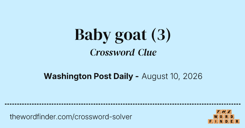 Baby goat crossword clue image