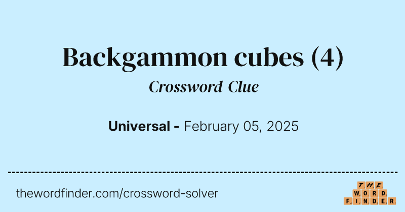 Backgammon cubes crossword clue image