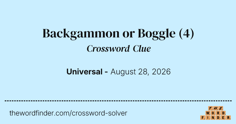 Backgammon or Boggle crossword clue image
