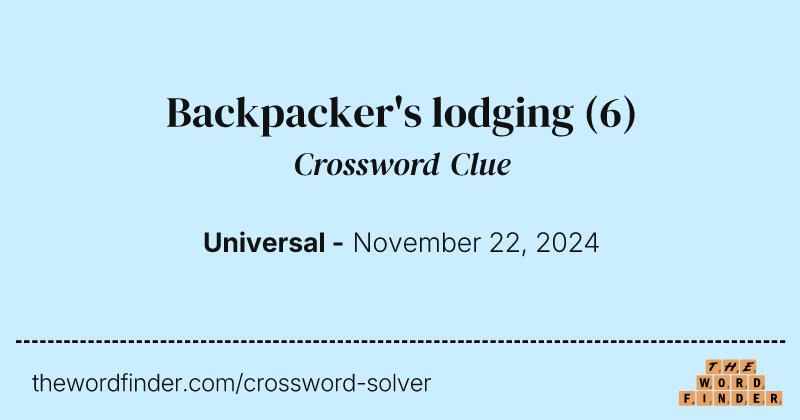 Backpacker's lodging crossword clue image