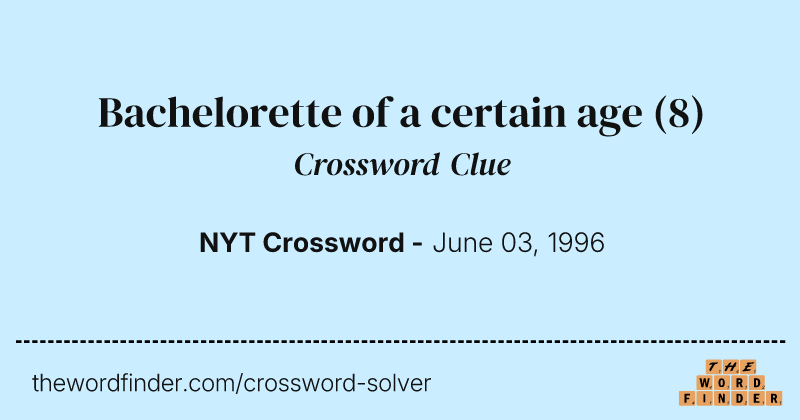 Bachelorette of a certain age crossword clue image