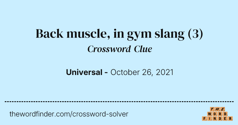 Back muscle, in gym slang crossword clue image