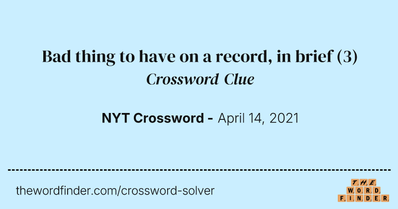 Bad thing to have on a record, in brief crossword clue image