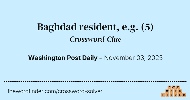 Baghdad resident, e.g. crossword clue image