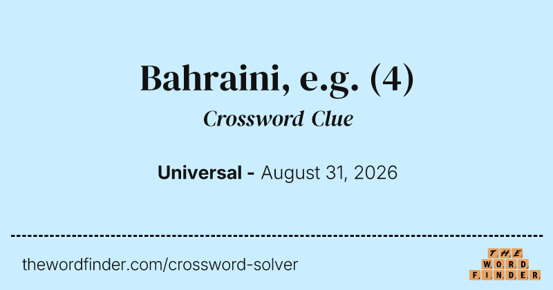 Bahraini, e.g. crossword clue image