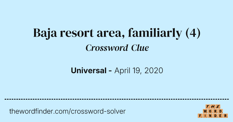 Baja resort area, familiarly crossword clue image