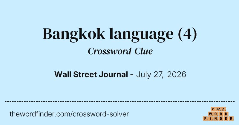 Bangkok language crossword clue image