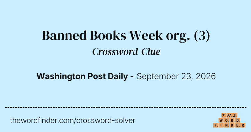Banned Books Week org. crossword clue image