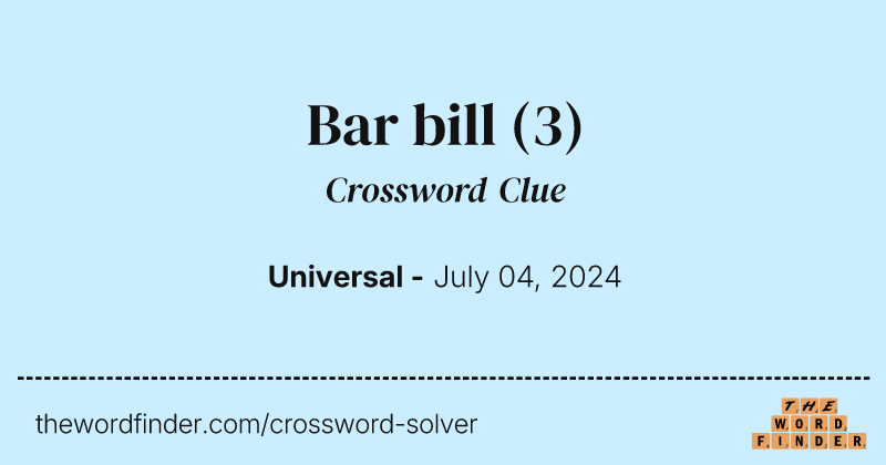 Bar bill crossword clue image