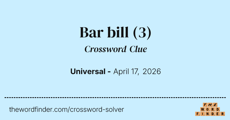 Bar bill crossword clue image