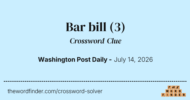 Bar bill crossword clue image