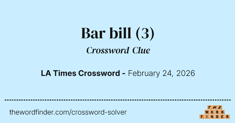 Bar bill crossword clue image