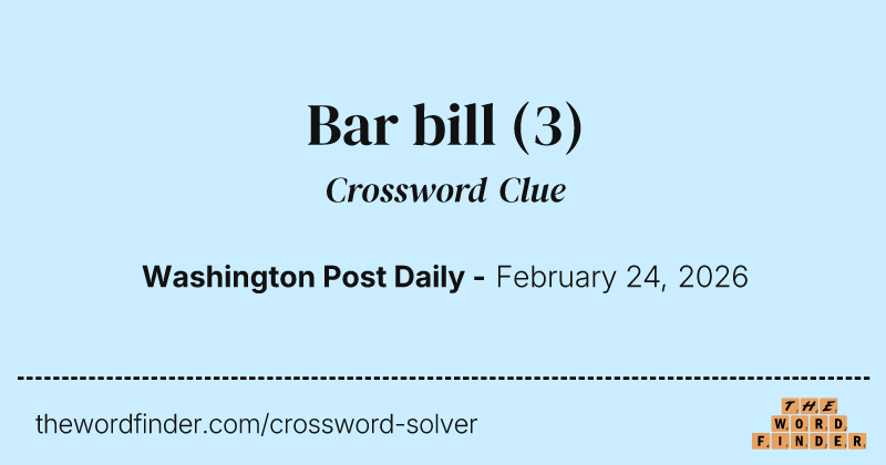 Bar bill crossword clue image