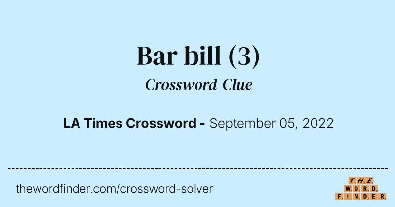 Bar bill crossword clue image