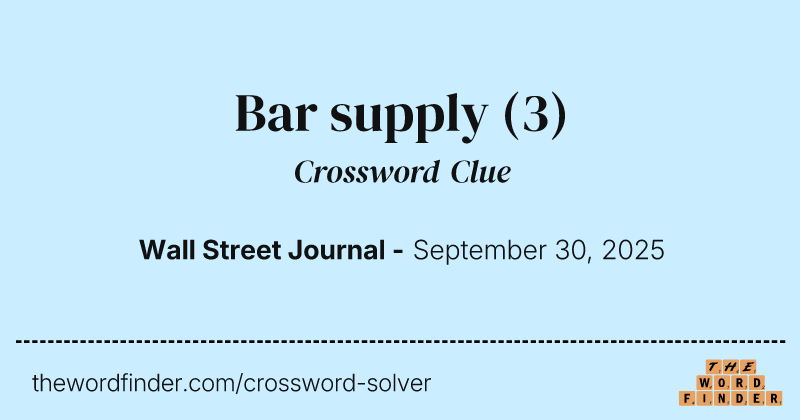 Bar supply crossword clue image