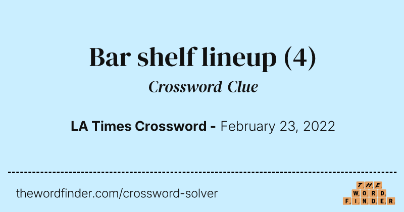 Bar shelf lineup crossword clue image