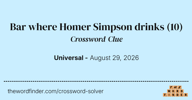 Bar where Homer Simpson drinks crossword clue image