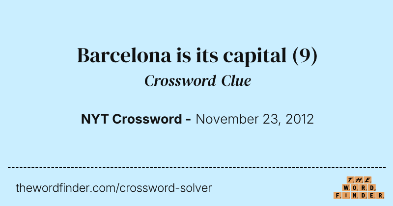 Barcelona is its capital crossword clue image