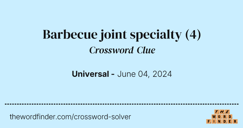 Barbecue joint specialty crossword clue image