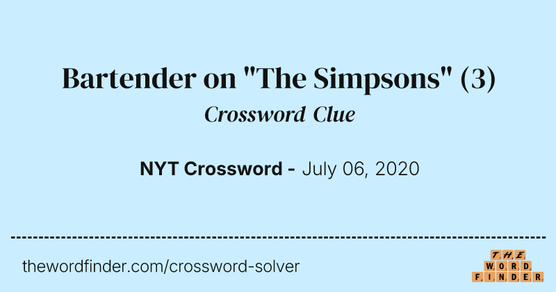 Bartender on "The Simpsons" crossword clue image