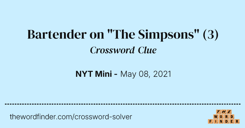 Bartender on "The Simpsons" crossword clue image