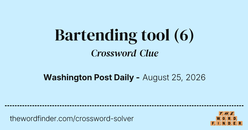 Bartending tool crossword clue image