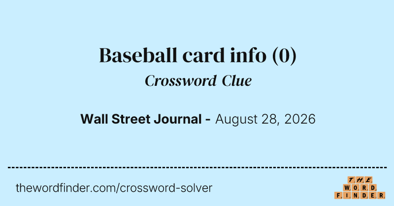 Baseball card info crossword clue image