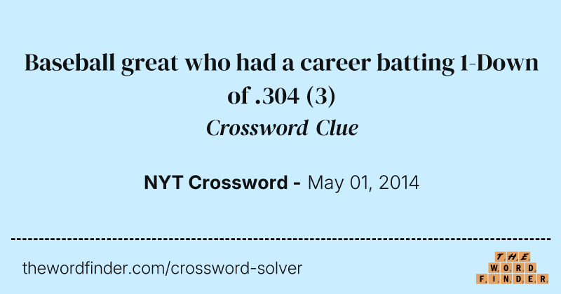 Baseball great who had a career batting 1-Down of .304 crossword clue image
