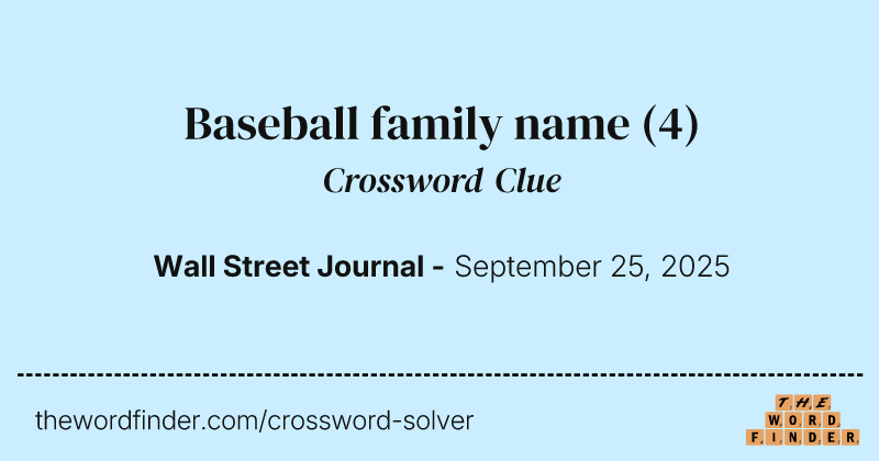 Baseball family name crossword clue image