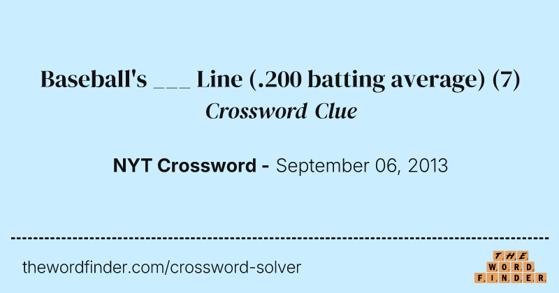 Baseball's ___ Line (.200 batting average) crossword clue image