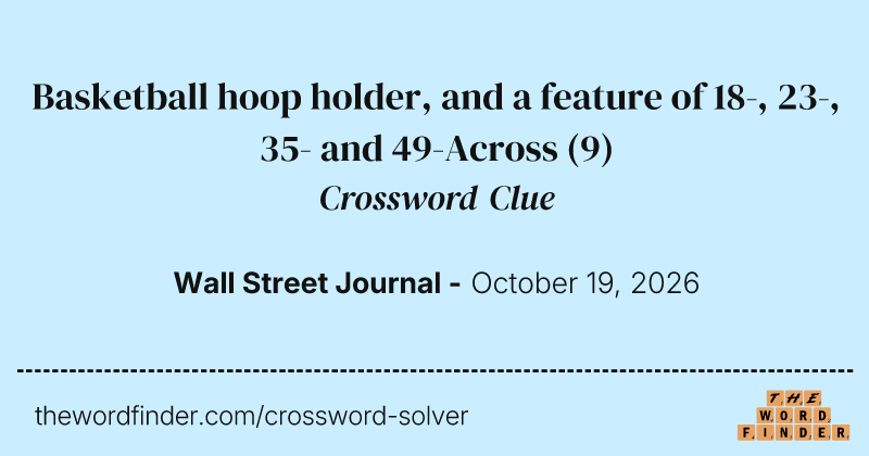 Basketball hoop holder, and a feature of 18-, 23-, 35- and 49-Across crossword clue image