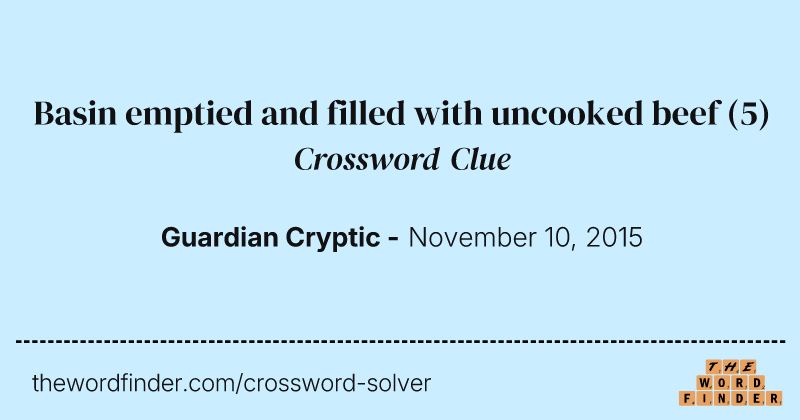 Basin emptied and filled with uncooked beef crossword clue image