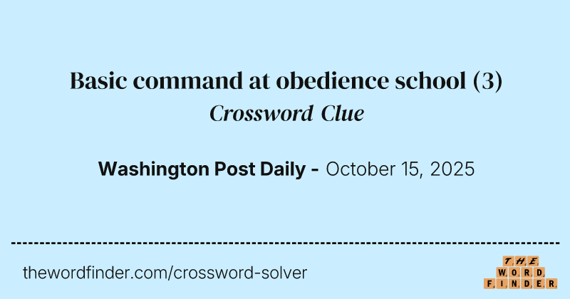Basic command at obedience school crossword clue image