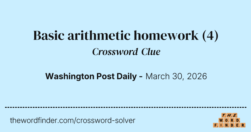 Basic arithmetic homework crossword clue image