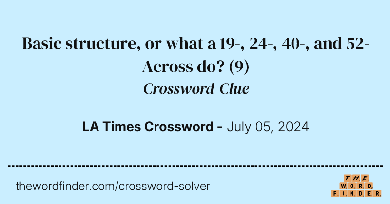 Basic structure, or what a 19-, 24-, 40-, and 52-Across do? crossword clue image