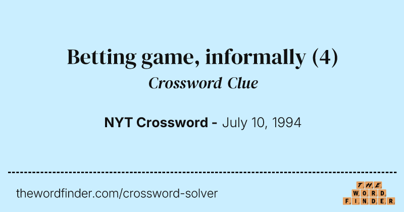 Betting game, informally crossword clue image