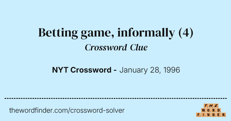 Betting game, informally crossword clue image