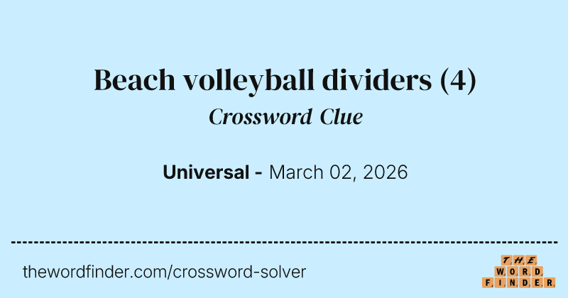 Beach volleyball dividers crossword clue image