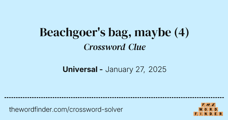 Beachgoer's bag, maybe crossword clue image