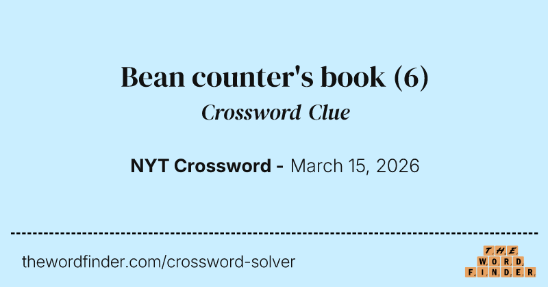 Bean counter's book crossword clue image