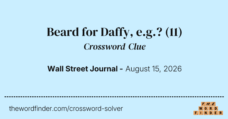 Beard for Daffy, e.g.? crossword clue image