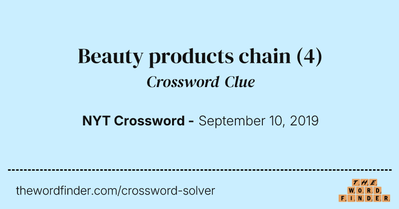 Beauty products chain crossword clue image