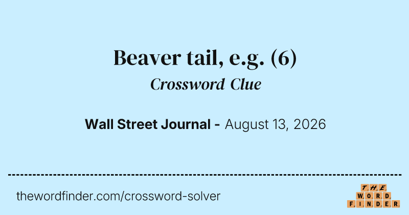 Beaver tail, e.g. crossword clue image
