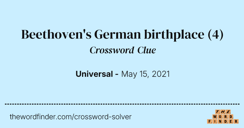 Beethoven's German birthplace crossword clue image