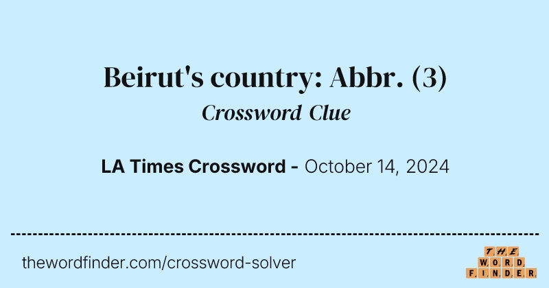 Beirut's country: Abbr. crossword clue image