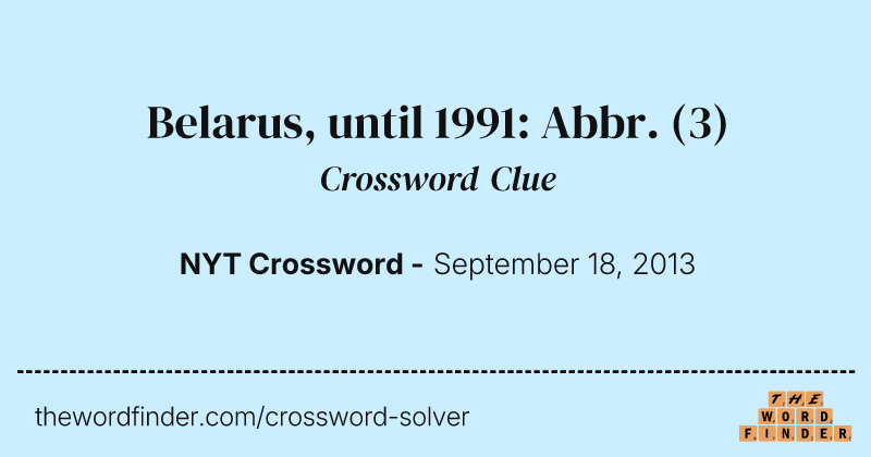 Belarus, until 1991: Abbr. crossword clue image