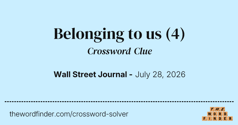 Belonging to us crossword clue image
