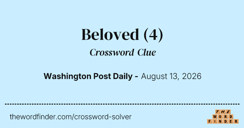 Beloved crossword clue image